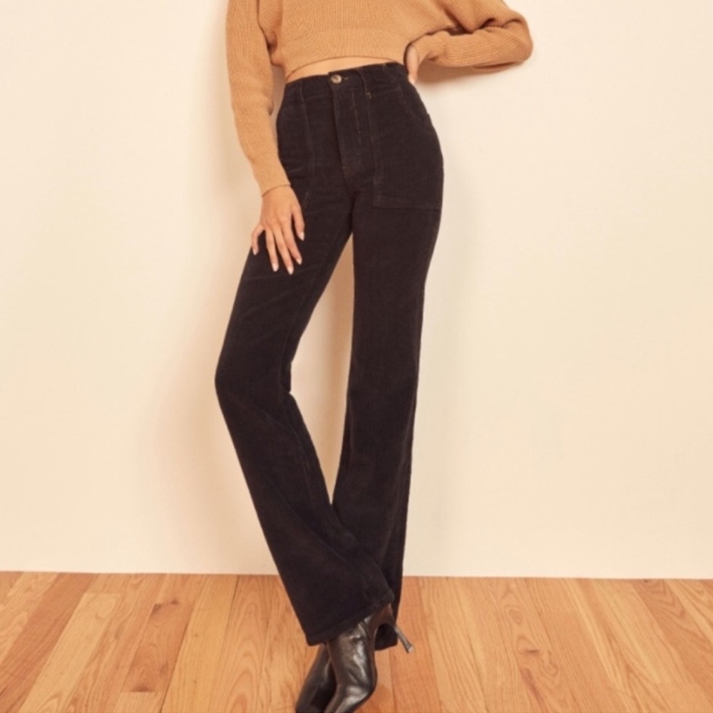 Reformation Daphne Corduroy Black Pants Size 26